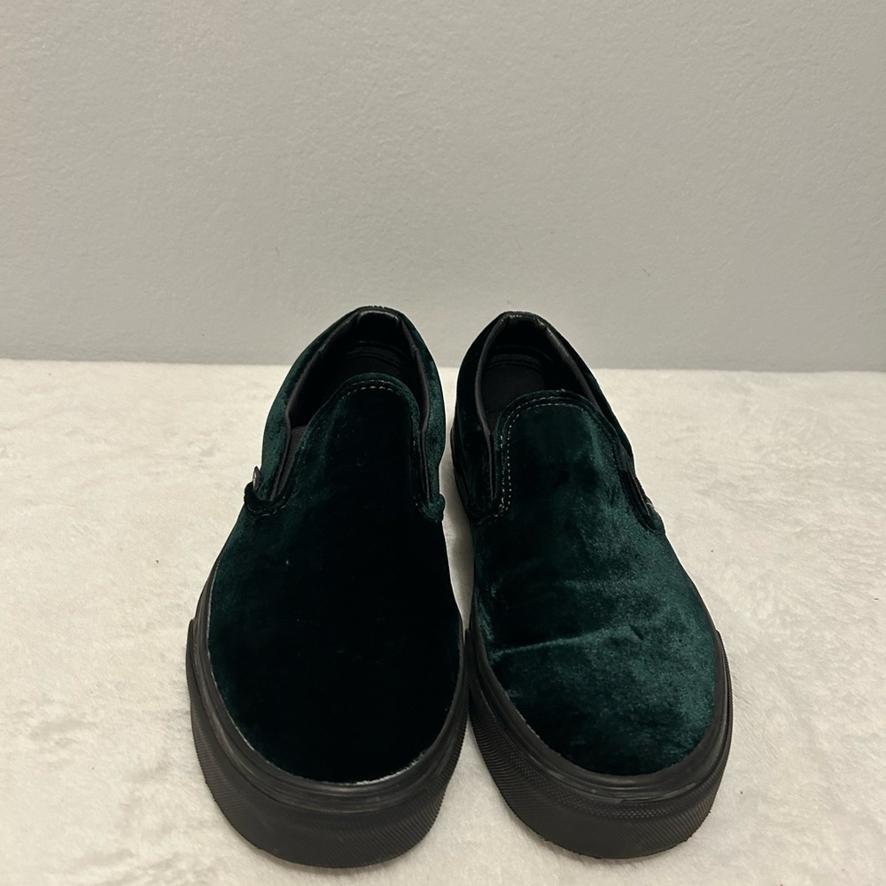 Vans Men's/Women's Velvet Slip-On Shoes - Forest Green Size 8 M,  Size 9.5 W
